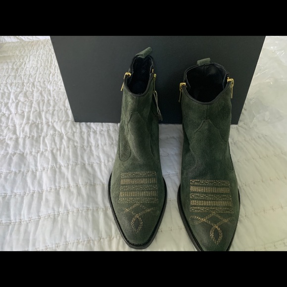 Green Suede boots - Sz 8 (Italian, never worn) - Picture 2 of 5